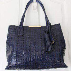 Brahmin Noelle Ink Melbourne Croc Leather Bag - NWOT - Luxury Navy
